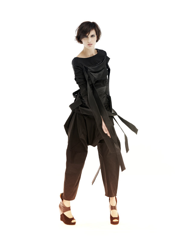 Black Avant Garde Top with Fringes