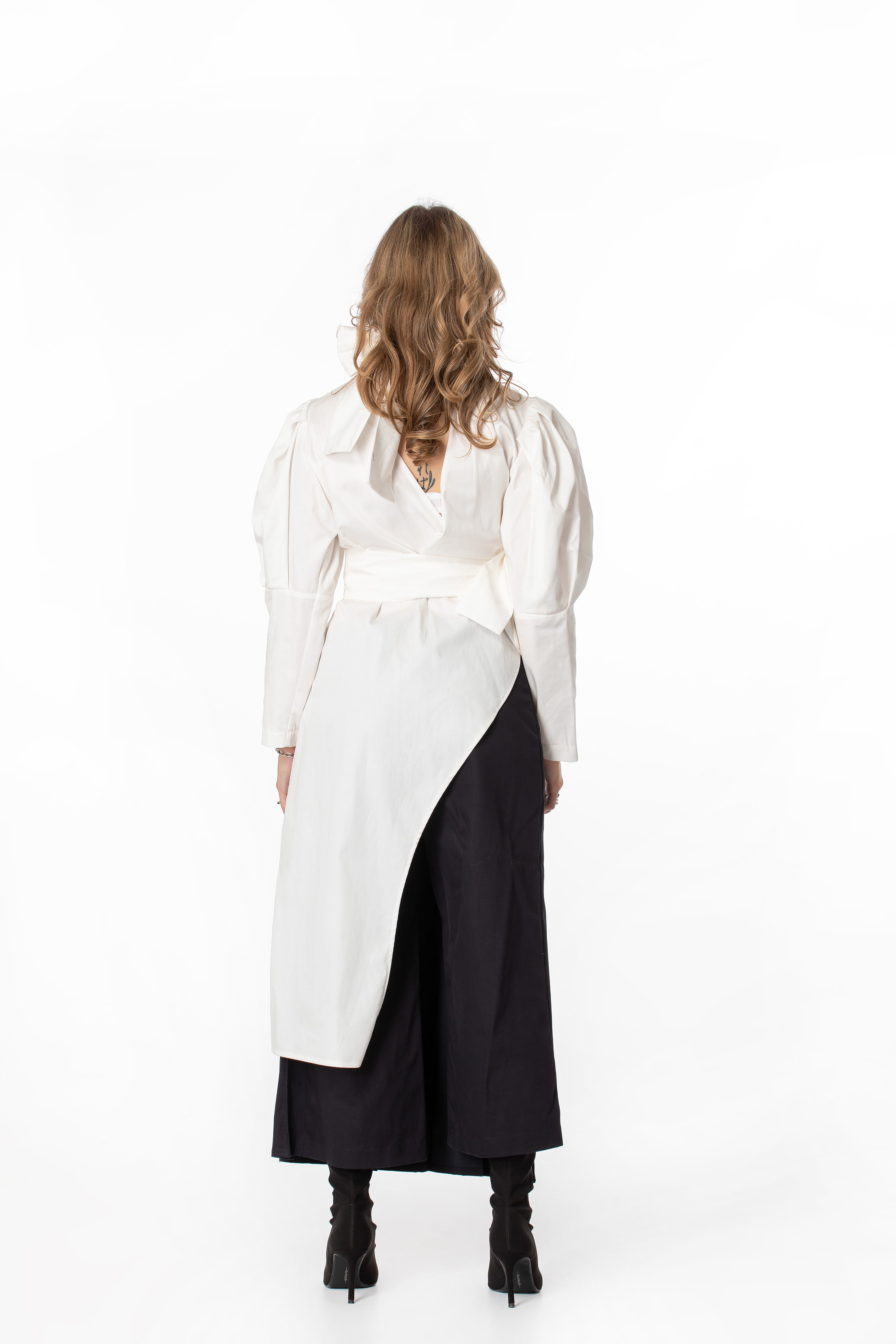 Dramatic High Collar Tunic Shirt