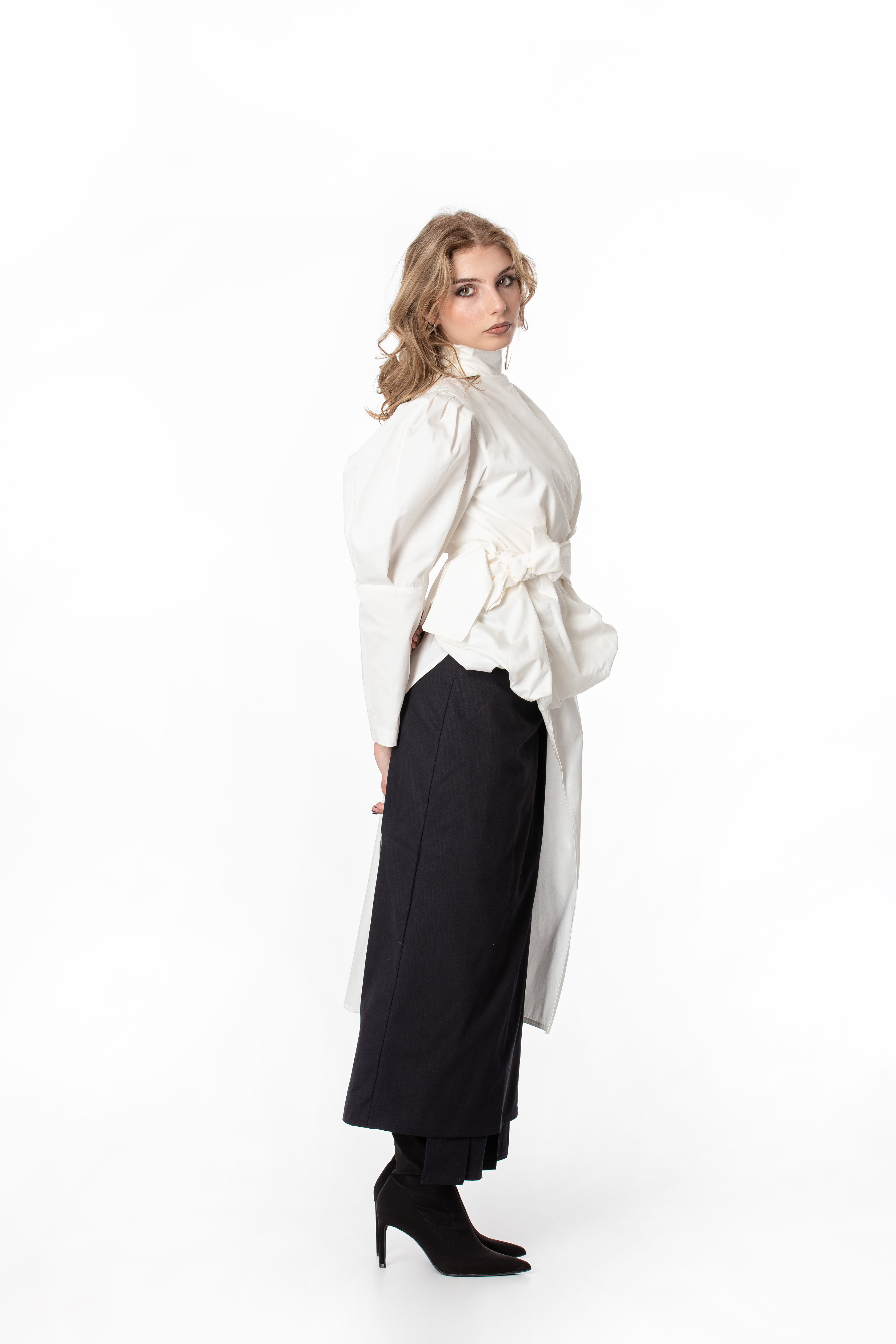 Dramatic High Collar Tunic Shirt