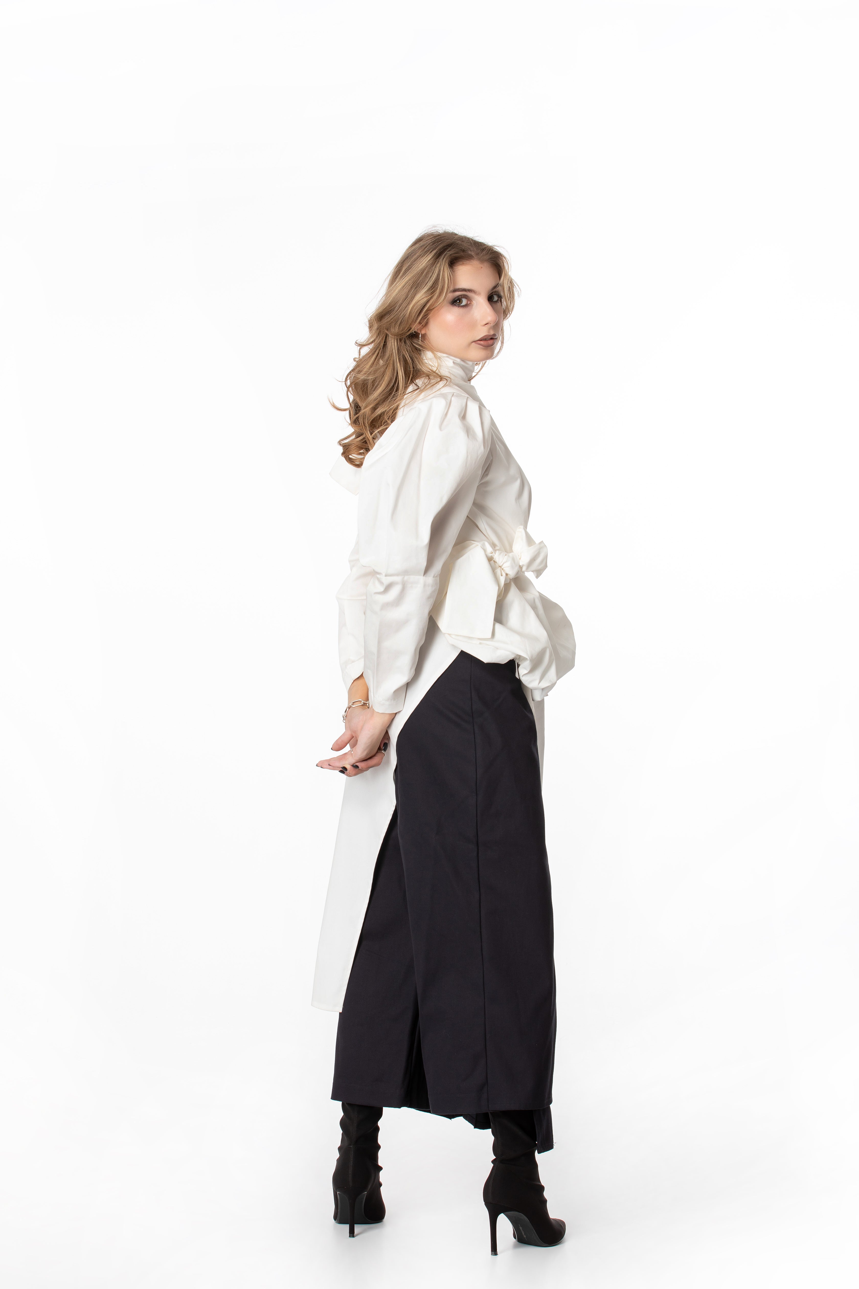 Dramatic High Collar Tunic Shirt