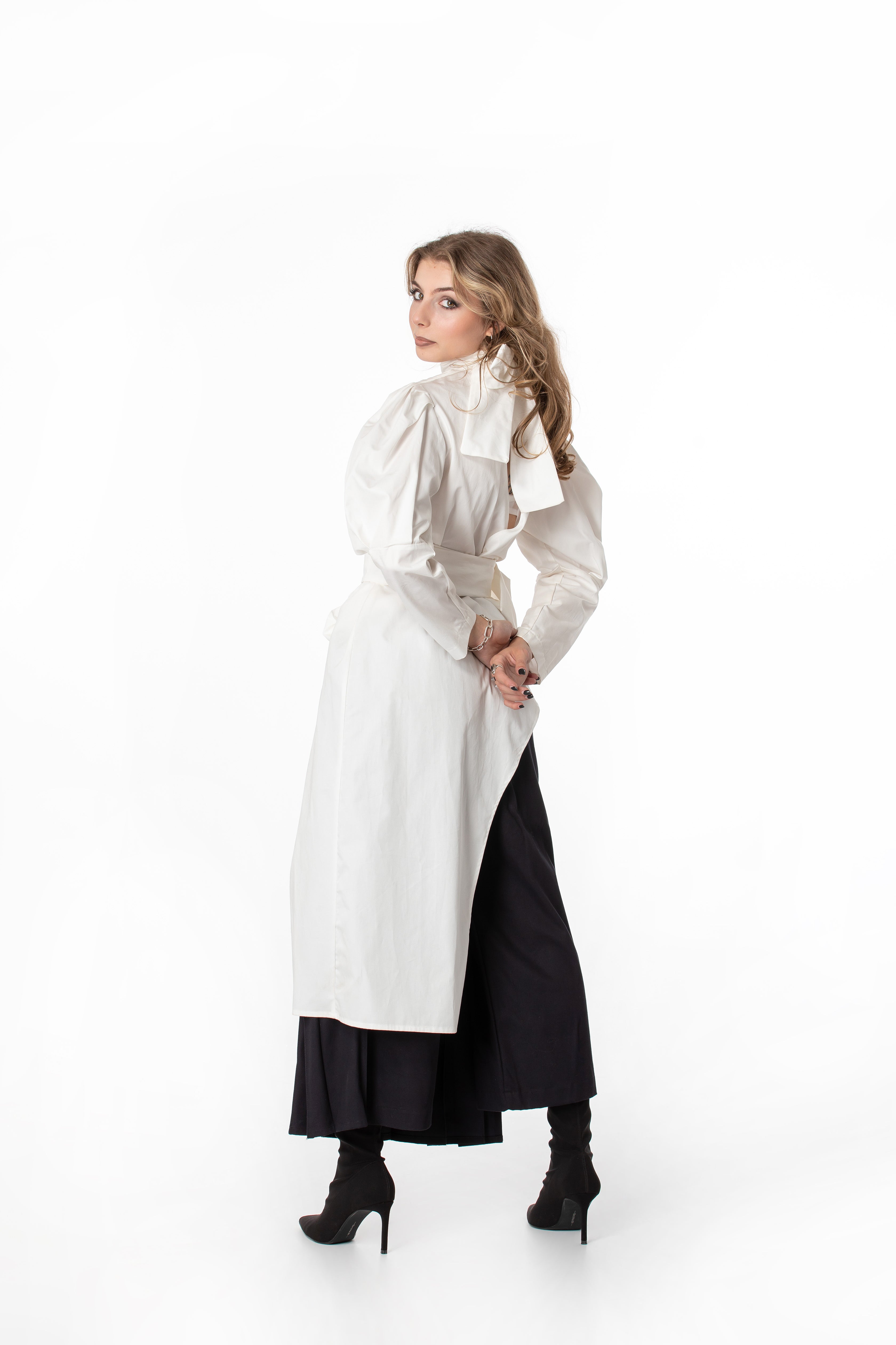 Dramatic High Collar Tunic Shirt