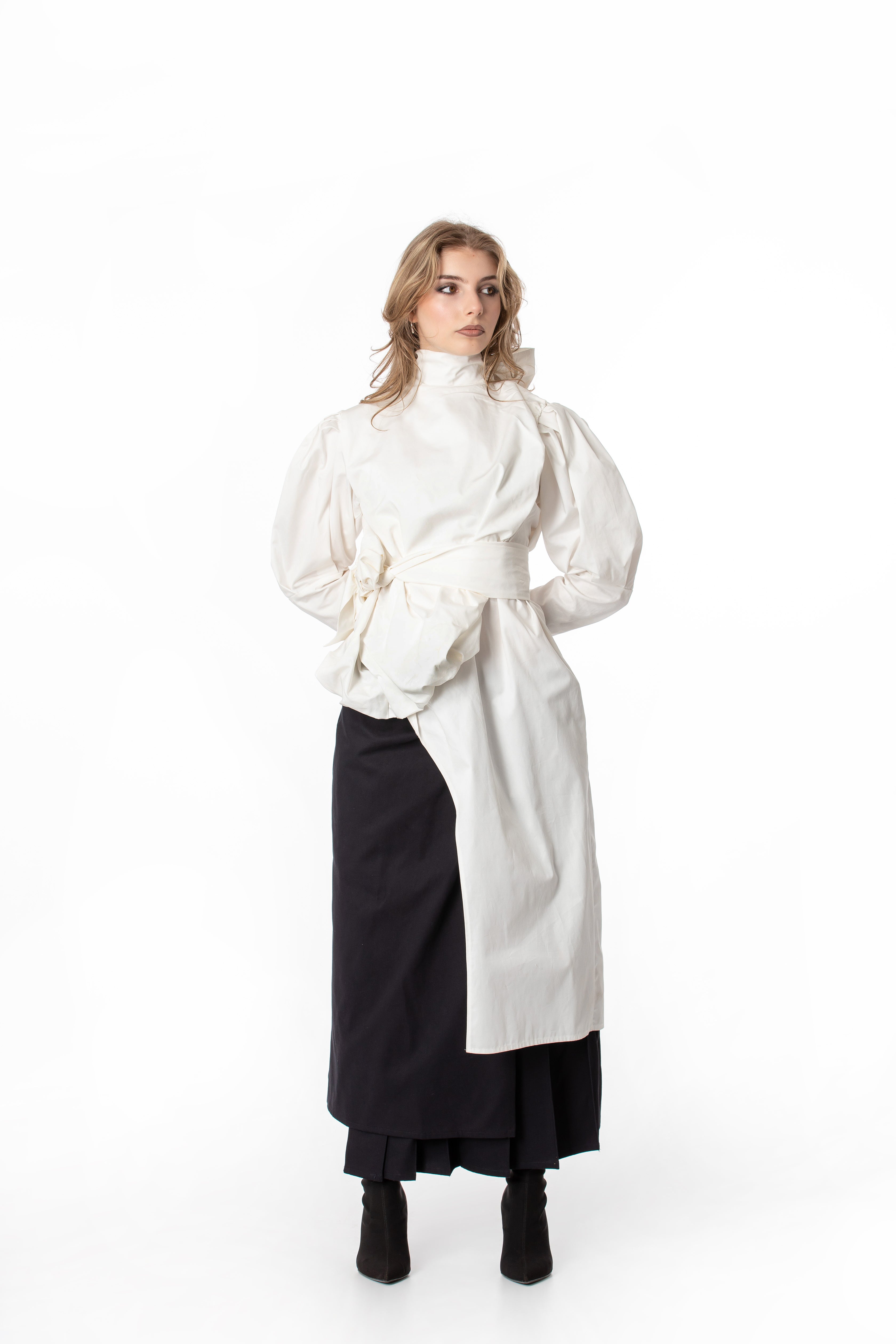 Dramatic High Collar Tunic Shirt