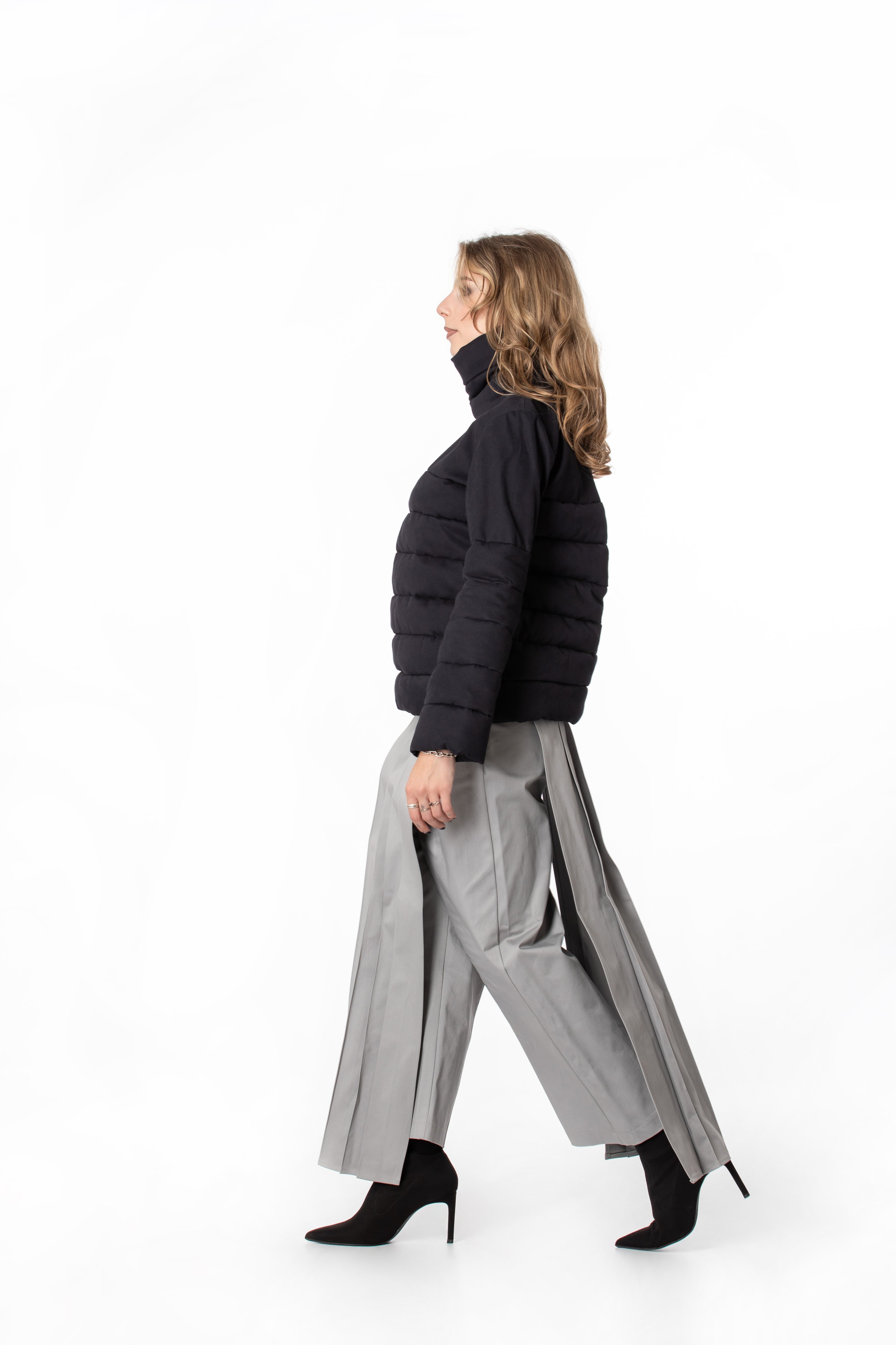 Pleated Wide Leg Skirt Pants