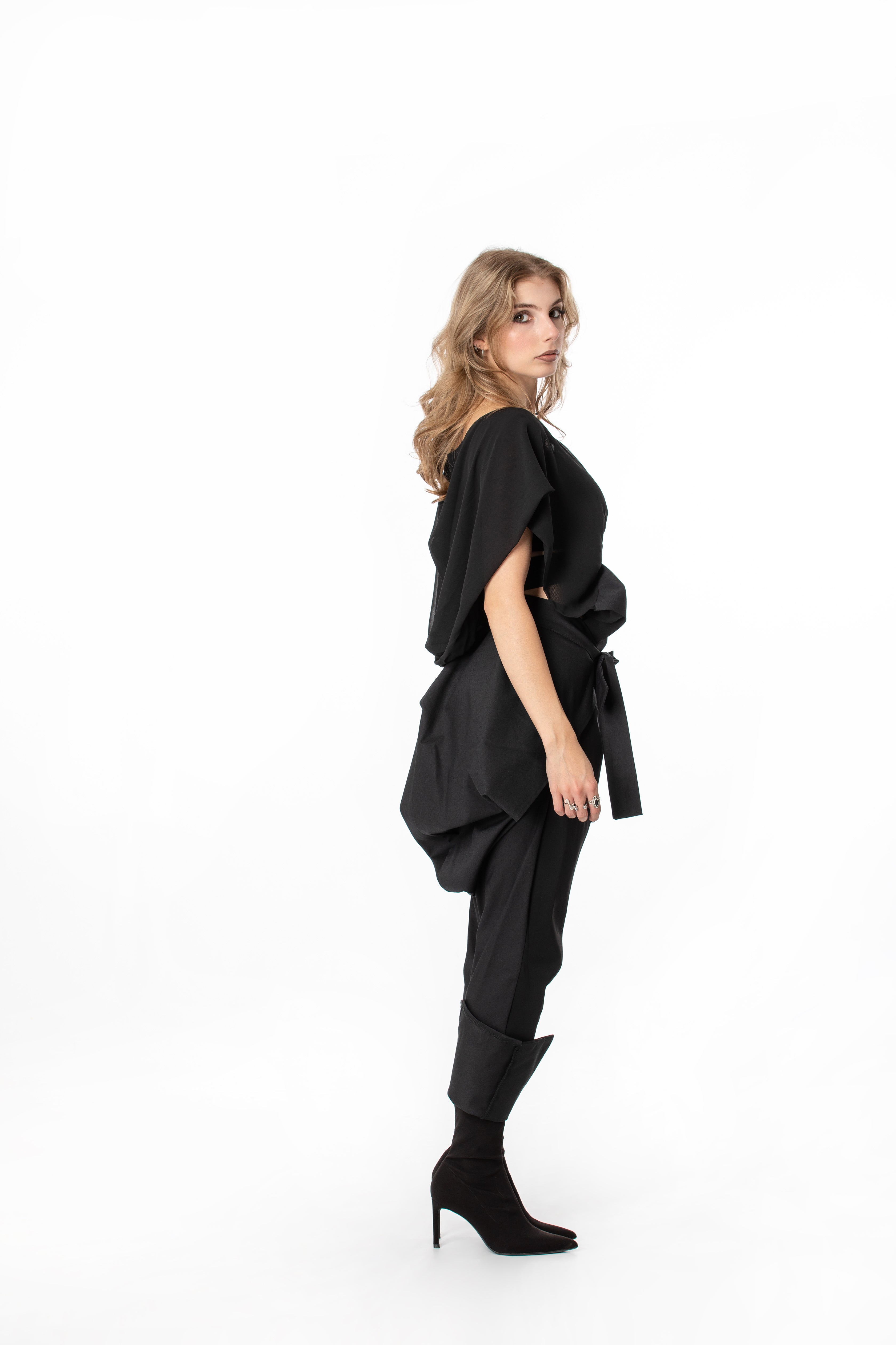 Deconstructed Jumpsuit With Sheer Hood