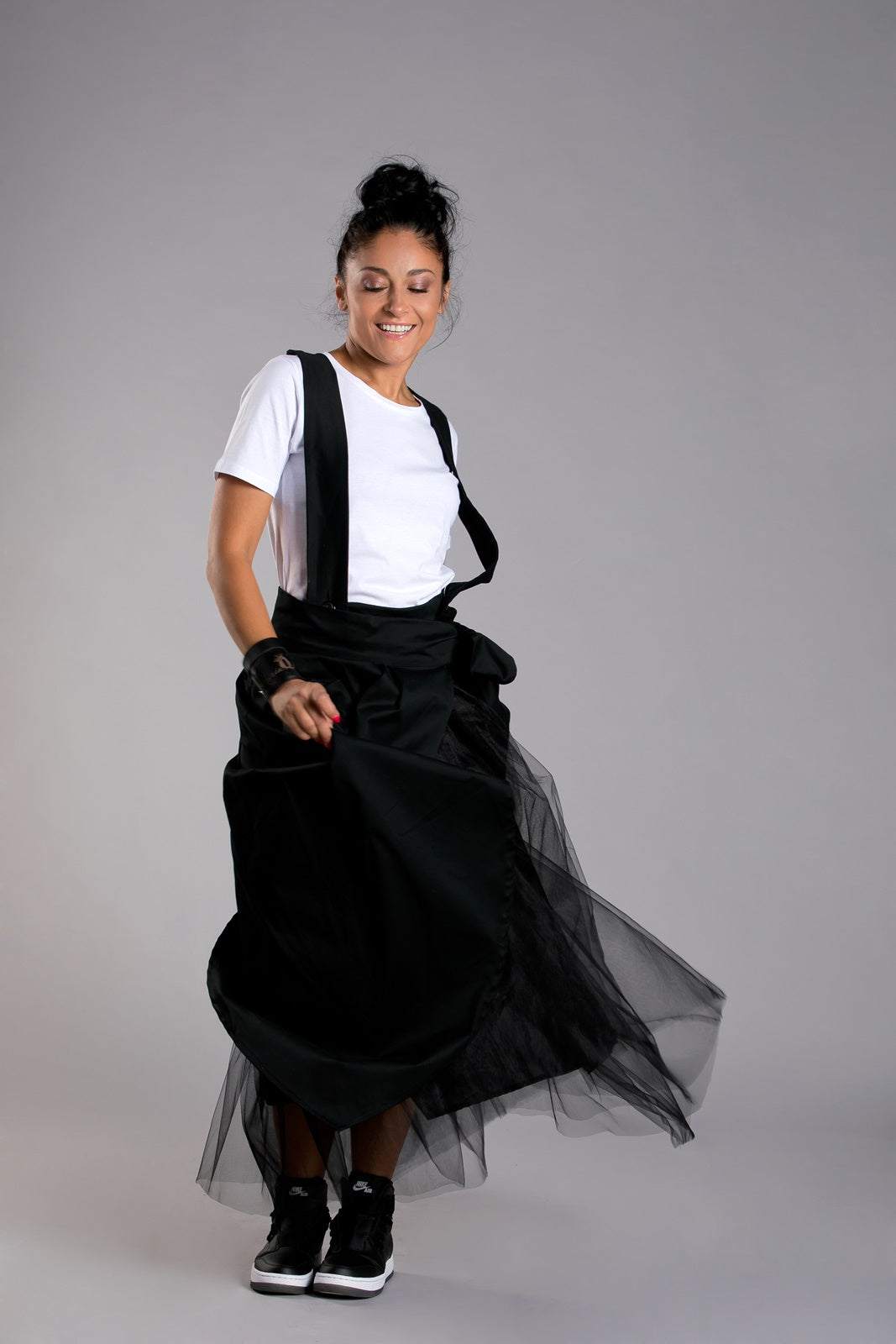 Black Maxi Skirt with Suspenders